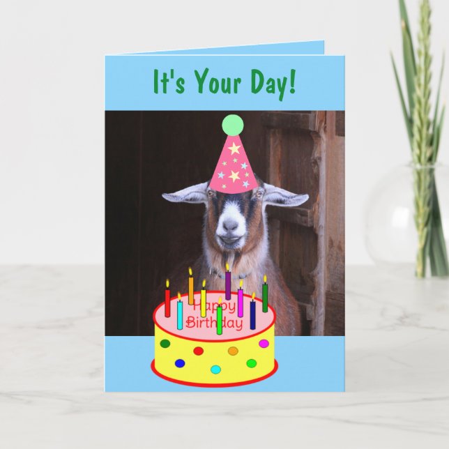 Party Goat Silly Birthday Card (Front)