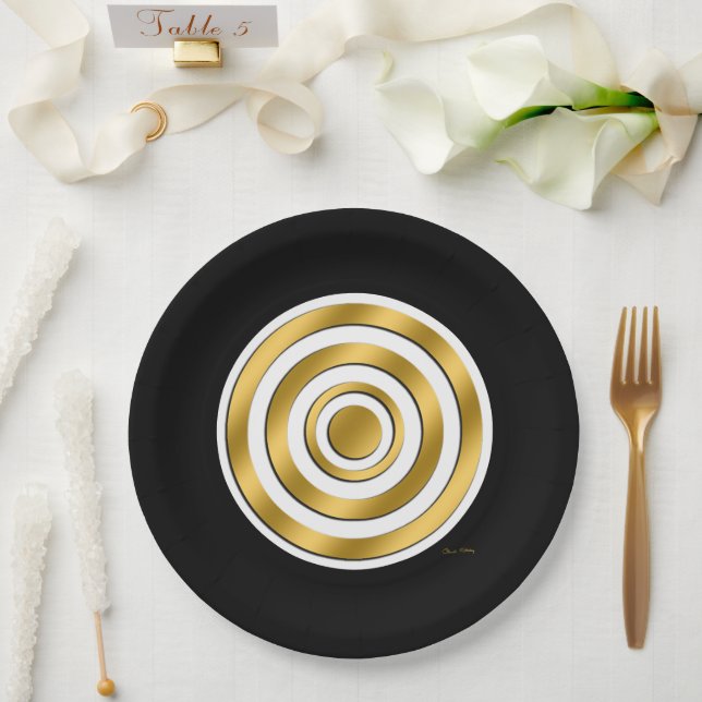 Party Gold Black Paper Bowls Paper Plates (Wedding)