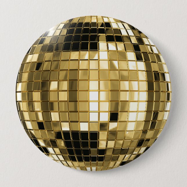Party Gold Disco Ball Button (Front)