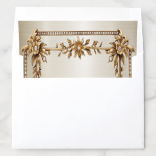 Party Gold Ornate Rectangle Dimond Flowers Shiny Envelope Liner