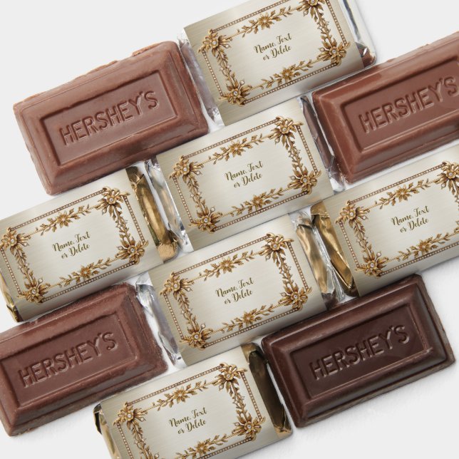 Party Gold Ornate Rectangle Dimond Flowers Shiny Hershey's Miniatures (Assorted)