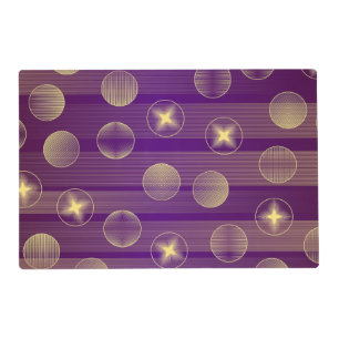 Party Golden Circles Stars Purple Pattern Rustic Placemat