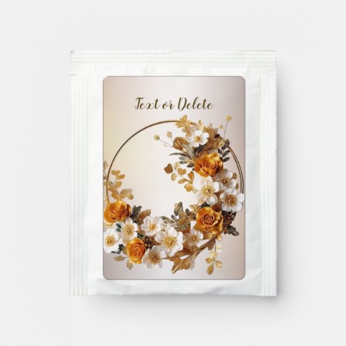 Party Golden Orange White Flowers Rustic Elegant Tea Bag Drink Mix