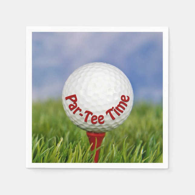 Party Golf Ball on Red Tee   Napkins (Front)