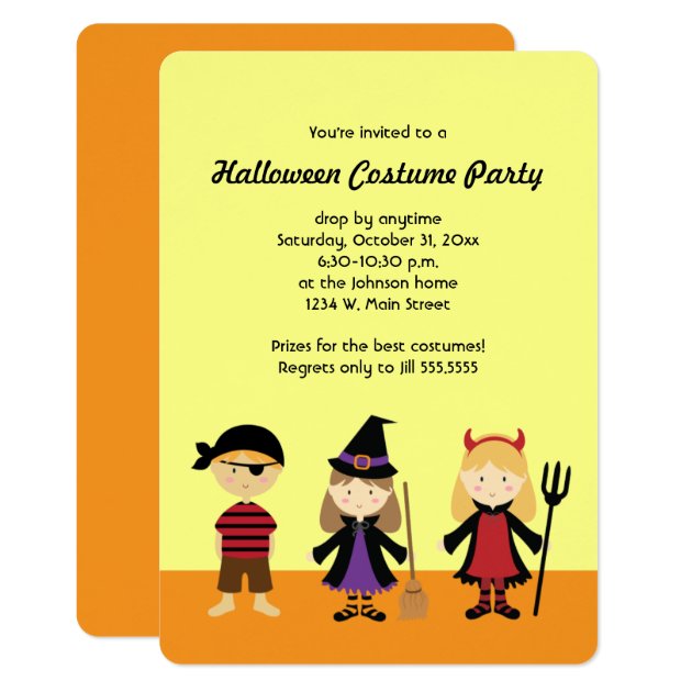 Party Halloween Kids Costume Invitations