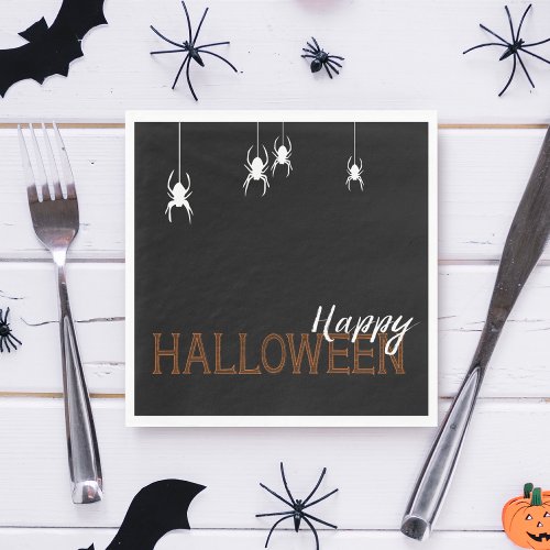 Party Happy Orange Halloween Spiders  Party Napkins