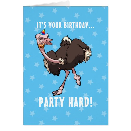 Party Hard Birthday Ostrich Dancing Cartoon