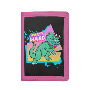 Party Hard dinosaur II -Triceratops with glowstick Tri-fold Wallet
