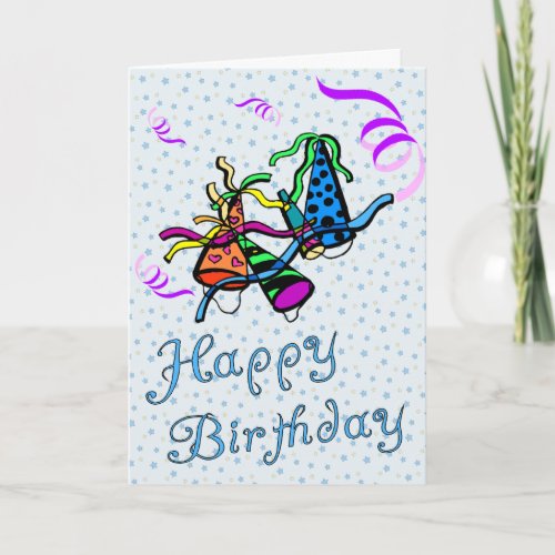 Party Hat and Streamers Birthday Card