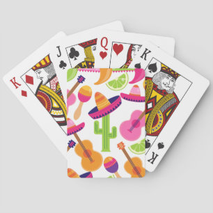 Party Hat Cactus Limes Peppers Maracas Celebration Poker Cards