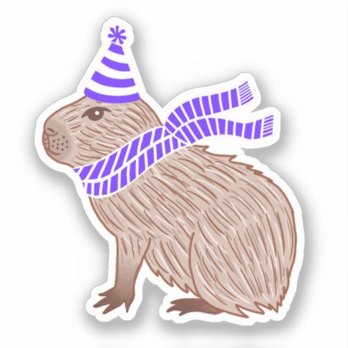 Party Hat Capybara Sticker