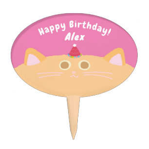 Party Hat Cat Birthday Cake Topper