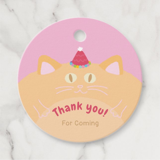 Party Hat Cat Favor Tags (Front)