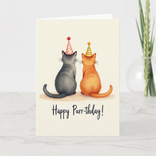 Party Hat Cats Birthday Card (Front)