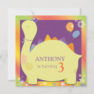 Party Hat Dinosaur Cute Kid's Birthday Party Invitation