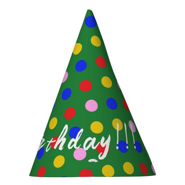 Party Hat_green with colorful dots, editable text Hat (Right)