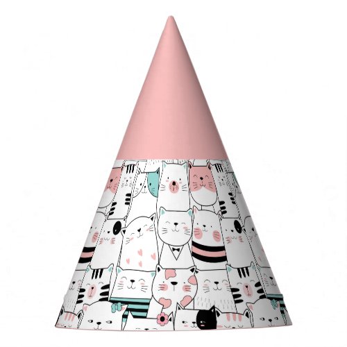 PARTY HAT  HAPPY CATS PATTERN