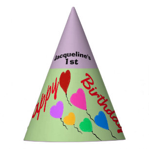 Party Hat Heart Balloons Personalized