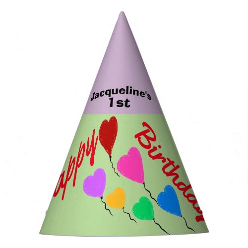Party Hat Heart Balloons Personalized