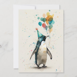 Party Hat Penguin Flat Greeting Card