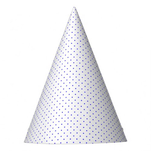 Party Hat White with Royal Blue Dots