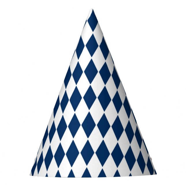 Party Hat with blue and white diamond pattern (Front)