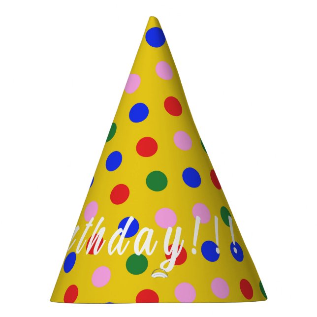 Party Hat_yellow with colorful dots, editable text Hat (Right)
