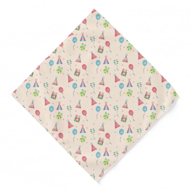 Party Hats Birthday Balloons Presents Pattern Bandana (Front)