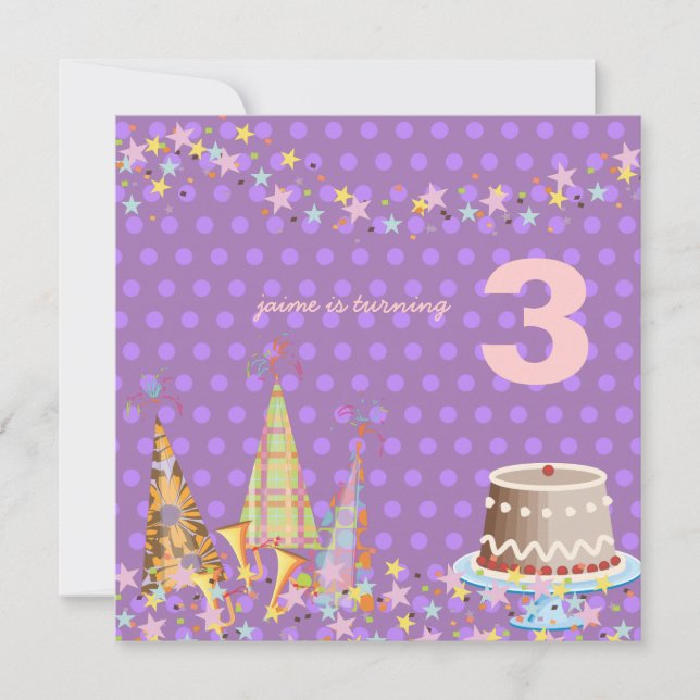 Party hats, Children Birthday Party Invitation (Front)