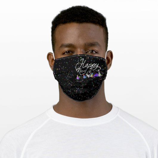 Party Hats Happy New Year Adult Cloth Face Mask (Worn)