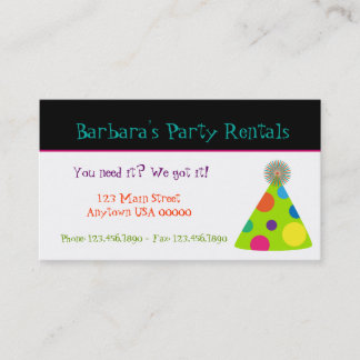 Party Hats Party Planner Business Card