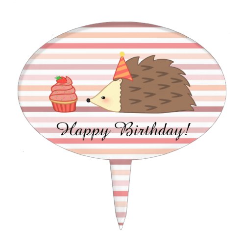 Party Hedgehog and Cupcake Cake Topper