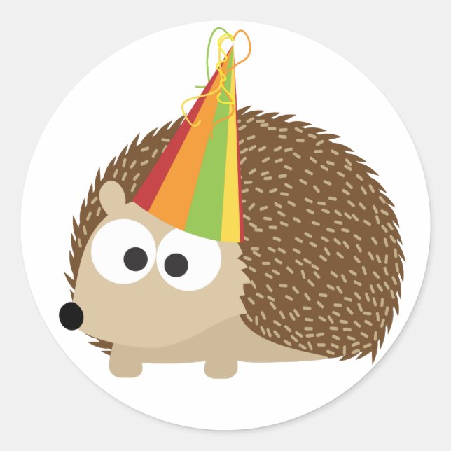 Party hedgehog classic round sticker (Front)