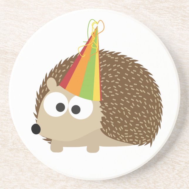 Party hedgehog drink coaster (Front)