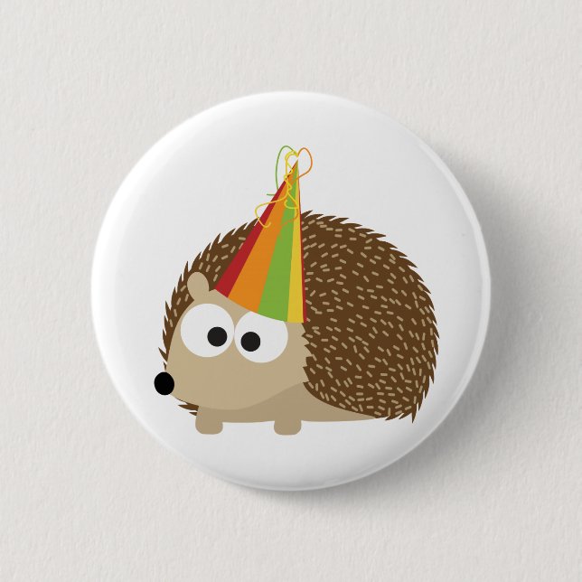 Party hedgehog pinback button (Front)