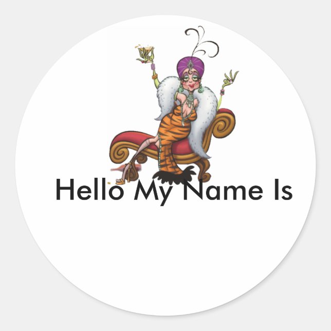 party, Hello My Name Is Classic Round Sticker (Front)