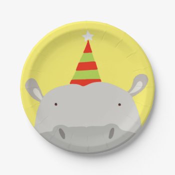 Party Hippo Paper Plates by marainey1 at Zazzle