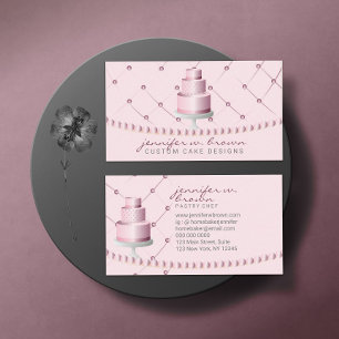 Party Home Bakers Pink Three Tiered Wedding Cake Business Card