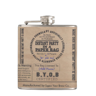 Party In A Paper Bag Customizable Hip Flask
