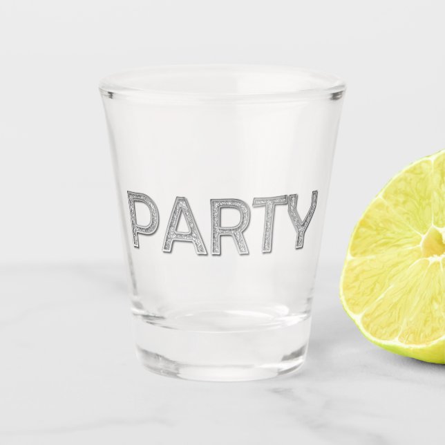 Party in Diamond Bling Shot Glass (Front)