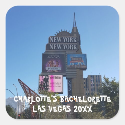 Party In Las Vegas  Bachelorette Name And Photo Square Sticker