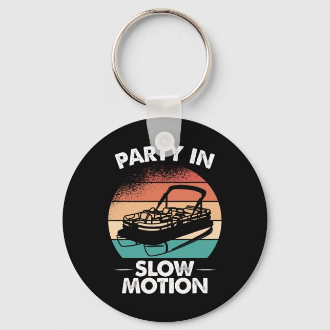 Party In Slow Motion Pontoon Boat Sunset  Keychain (Front)