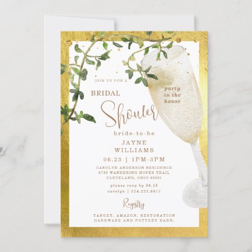 Party in the House Champagne Bridal Shower II Invitation