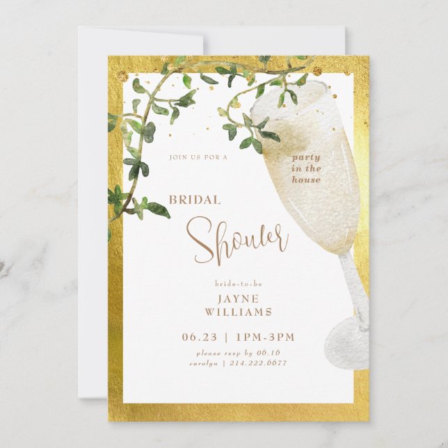 Party in the House Champagne Bridal Shower Invitat Invitation (Front)