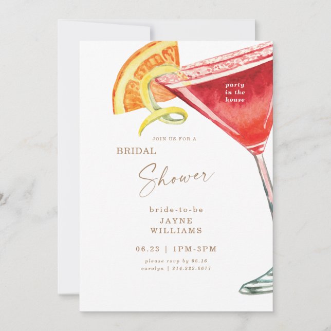 Party in the House Cocktail Bridal Shower Invitation (Front)