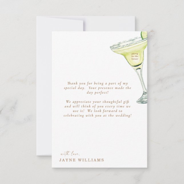 Party in the House Margarita Message II Thank You Card (Front)