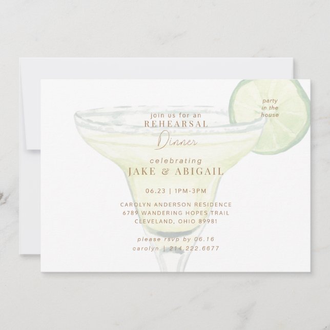 Party in the House Margarita Rehearsal Dinner Invitation (Front)