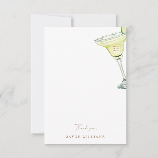Party in the House Margarita Shower Thank You Card (Front)