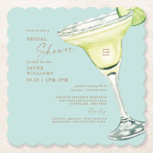 Party in the House Margarita Turquoise Shower Paper Coaster