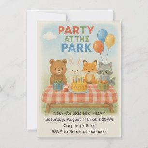 Party in the Park Animal Birthday Invitation